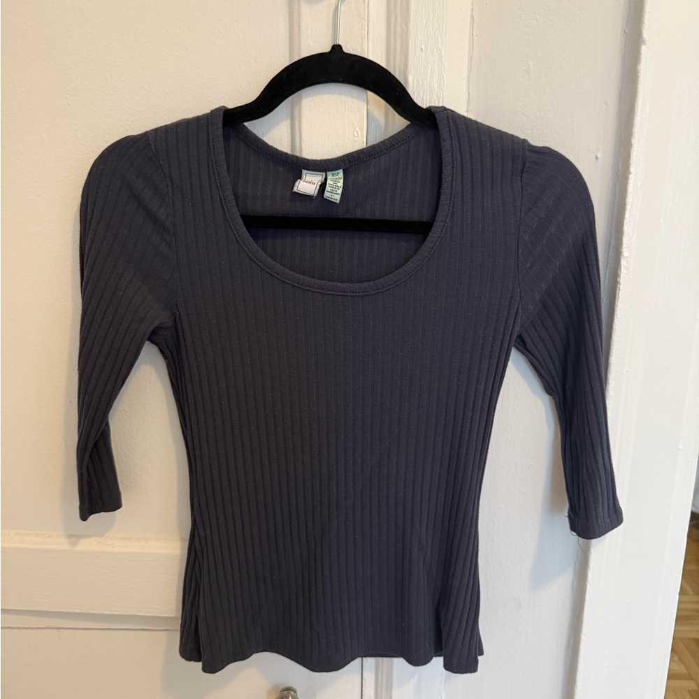 Susina Ribbed Top - Grey/Blue